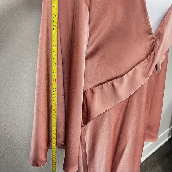 ASOS DESIGN Satin Batwing Midi Dress Draped Bodice Size 10 US Toffee Brown - Picture 10 of 13